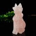 Natural Pink Rose Quartz Fox Crystal Quartz Carved Statue Stone Art Sculpture