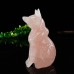 Natural Pink Rose Quartz Fox Crystal Quartz Carved Statue Stone Art Sculpture