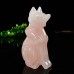 Natural Pink Rose Quartz Fox Crystal Quartz Carved Statue Stone Art Sculpture