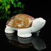 3.3" Natural Crystal Turtle Yellow Chalcedony Ivory Jade Stone Quartz Statue