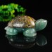 3.3" Natural Crystal Turtle Leopard Skin Stone Green Aventurine Quartz Statue