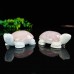 3.3" Natural Crystal Turtle Pink Rose Quartz Ivory Jade Stone Statue Decor