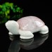 3.3" Natural Crystal Turtle Pink Rose Quartz Ivory Jade Stone Statue Decor