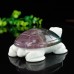 3.3" Natural Crystal Turtle Purple Green Fluorite Ivory Jade Stone Statue