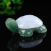 2.1" Natural Crystal Turtle Blue Chalcedony Green Aventurine Stone Quartz Statue