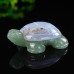 2.1" Natural Crystal Turtle Blue Chalcedony Green Aventurine Stone Quartz Statue