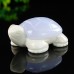 2.1" Natural Crystal Turtle Blue Chalcedony Ivory Jade Stone Quartz Statue