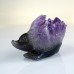 4" Hedgehog Hand Carvings Amethyst Quartz Cluster Geode Natural Crystal Statue