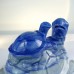 9“ Two Turtle Hand Carvings Blue Aventurine Natural Crystal Statue Ornaments