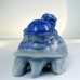 9“ Two Turtle Hand Carvings Blue Aventurine Natural Crystal Statue Ornaments