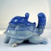 9“ Two Turtle Hand Carvings Blue Aventurine Natural Crystal Statue Ornaments