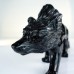 12” Wolf Hand Carvings Obsidian Stone Natural Crystal Statue Ornaments