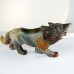 14“ Wolf Hand Carvings Colorful Jasper Agate Natural Crystal Statue Ornament