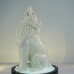 10" Wolf Cries of The Night Hand Carvings Ivory Jade Stone Natural Crystal Statue