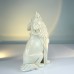 10" Wolf Cries of The Night Hand Carvings Ivory Jade Stone Natural Crystal Statue