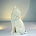 10" Wolf Cries of The Night Hand Carvings Ivory Jade Stone Natural Crystal Statue