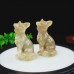 3" Fox Hand Carving Yellow Chalcedony Jasper Stone Quartz Natural Crystal Statue