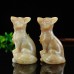 3" Fox Hand Carving Yellow Chalcedony Jasper Stone Quartz Natural Crystal Statue