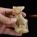 3" Fox Hand Carving Yellow Chalcedony Jasper Stone Quartz Natural Crystal Statue