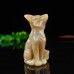 3" Fox Hand Carving Yellow Chalcedony Jasper Stone Quartz Natural Crystal Statue