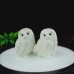 2.5" Owl Hand Carvings Ivory Jade Stone Quartz Natural Crystal Statue Animal