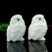 2.5" Owl Hand Carvings Ivory Jade Stone Quartz Natural Crystal Statue Animal