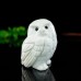 2.5" Owl Hand Carvings Ivory Jade Stone Quartz Natural Crystal Statue Animal