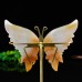 3.4" Natural Crystal Chalcedony Jasper Butterfly Wings Statue with Copper Holder