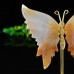 3.4" Natural Crystal Chalcedony Jasper Butterfly Wings Statue with Copper Holder