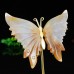 3.4" Natural Crystal Chalcedony Jasper Butterfly Wings Statue with Copper Holder