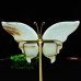 5" Natural Crystal Amazonite Stone Butterfly Wings Statue with Copper Holder