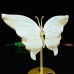 5" Natural Crystal Amazonite Stone Butterfly Wings Statue with Copper Holder