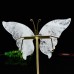 5" Natural Crystal Angola Quartz Butterfly Wings Skull Statue with Copper Holder