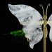 5" Natural Crystal Angola Quartz Butterfly Wings Skull Statue with Copper Holder