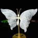 5" Natural Crystal Angola Quartz Butterfly Wings Skull Statue with Copper Holder