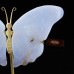 5.7" Natural Crystal Blue Chalcedony Butterfly Wings Statue with Copper Holder