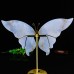 7" Natural Crystal Blue Chalcedony Butterfly Wings Statue with Copper Holder