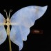 7" Natural Crystal Blue Chalcedony Butterfly Wings Statue with Copper Holder