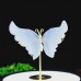 3.5" Natural Crystal Blue Chalcedony Butterfly Wings Statue with Copper Holder