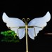 3.5" Natural Crystal Blue Chalcedony Butterfly Wings Statue with Copper Holder