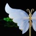 3.5" Natural Crystal Blue Chalcedony Butterfly Wings Statue with Copper Holder