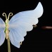 3.5" Natural Crystal Blue Chalcedony Butterfly Wings Statue with Copper Holder