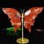 7" Natural Crystal Red Jasper Butterfly Wings Skull Statue with Copper Holder