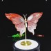 7" Natural Crystal Red Jasper Butterfly Wings Skull Statue with Copper Holder