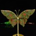 5" Natural Crystal Unakite Stone Butterfly Wings Skull Statue with Copper Holder