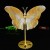 5.7" Natural Crystal Yellow Chalcedony Butterfly Wings Statue with Copper Holder