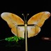 5.7" Natural Crystal Yellow Chalcedony Butterfly Wings Statue with Copper Holder