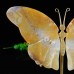 5.7" Natural Crystal Yellow Chalcedony Butterfly Wings Statue with Copper Holder