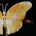 5.7" Natural Crystal Yellow Chalcedony Butterfly Wings Statue with Copper Holder