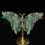 3.5" Natural Crystal Nine Dragon Jade Butterfly Wings Statue with Copper Holder